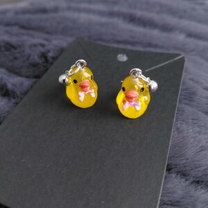Yellow Duck Earrings for Kids
